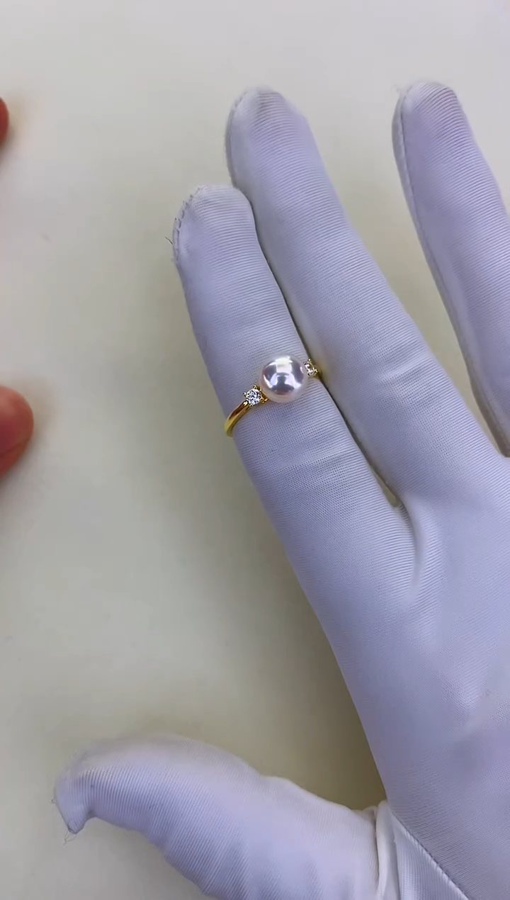 银S925镶嵌DA海水珍珠 GD283 戒指 7-8