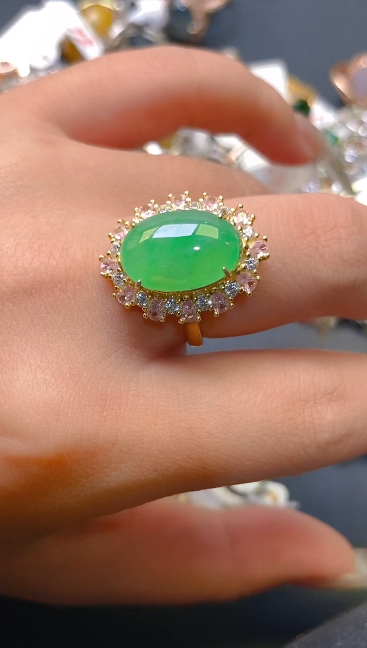 【闪购商品】翡翠耳饰银S925镶嵌天然A货翡翠1