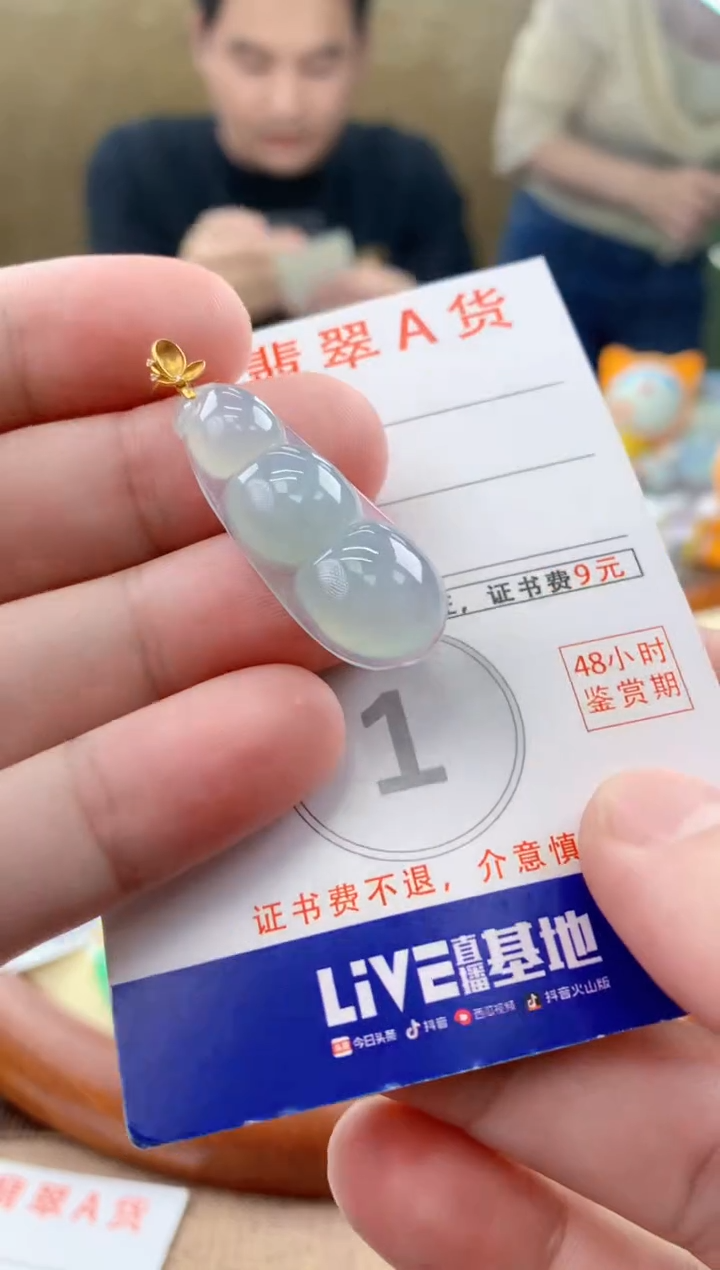 颈饰18K金镶嵌翡翠天然A货翡翠挂件