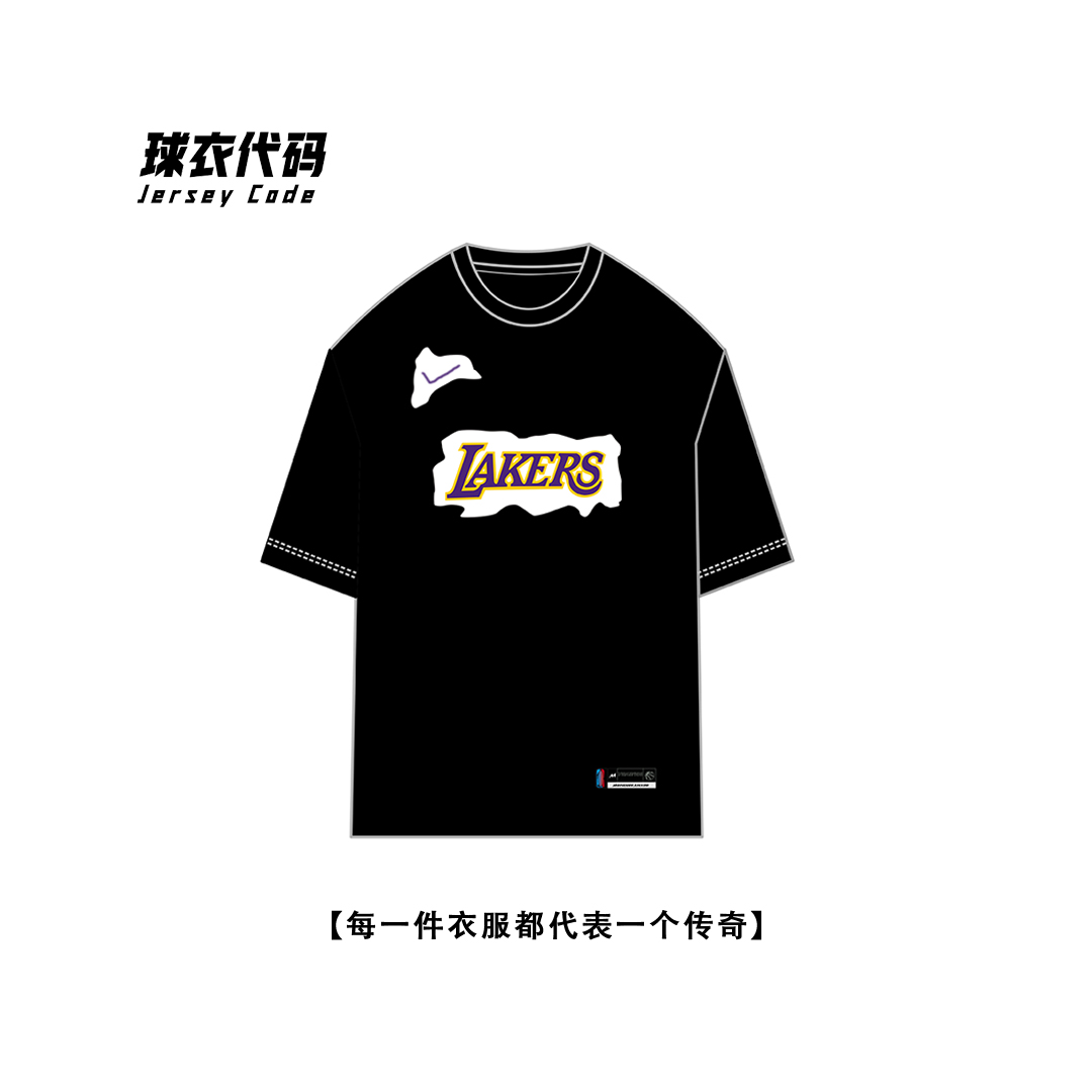 【湖人】詹姆斯-科比纯手工定制墨尔本街头破坏高定重磅T恤Q095