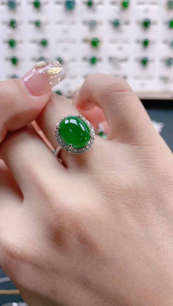【闪购商品】翡翠戒指银S925镶嵌天然翡翠