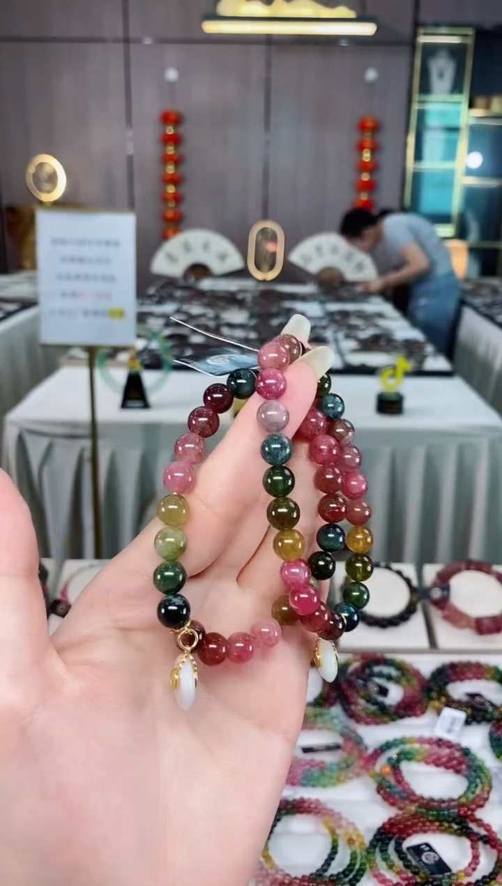 碧玺单圈手串未镶嵌碧玺（多样性发一条）