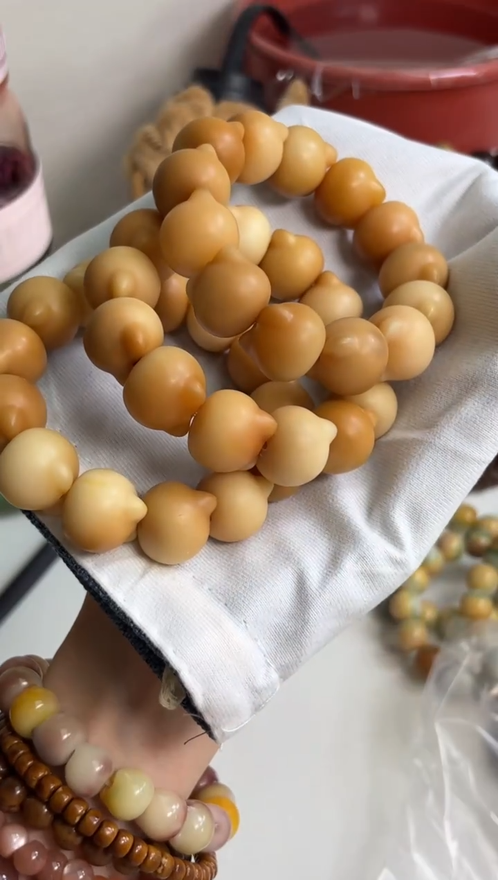 手串菩提根/象牙果干磨猫猫头21mm手串