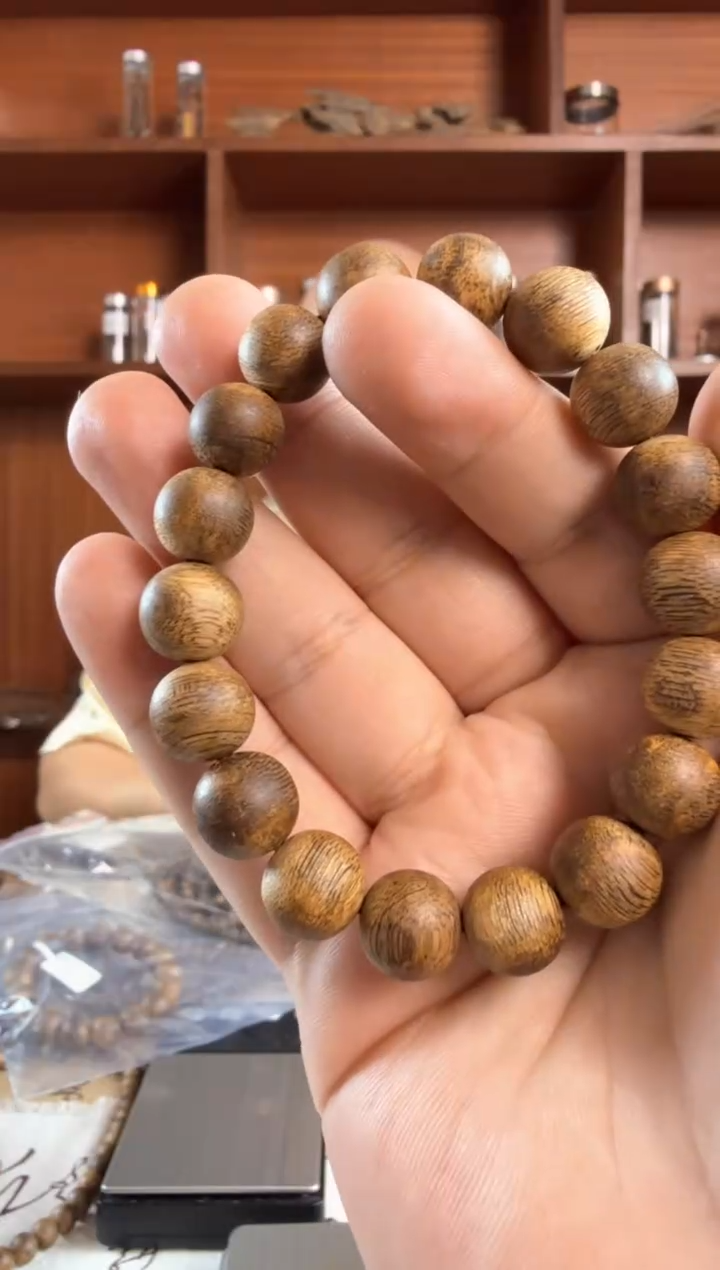 沉香手串奇楠沉香金莎叶卡1.1圆珠单圈手串一条9.4g