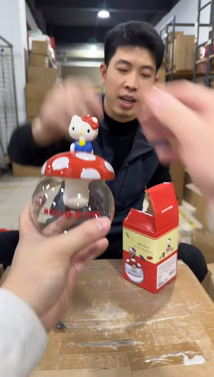 瓷片原盒kt猫蘑菇玻璃罐