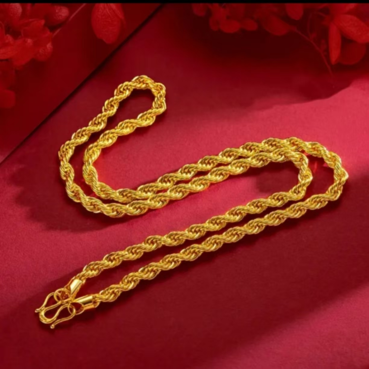 合金项链 合金项链 新款【麻花项链】潮流时尚男士百搭金色