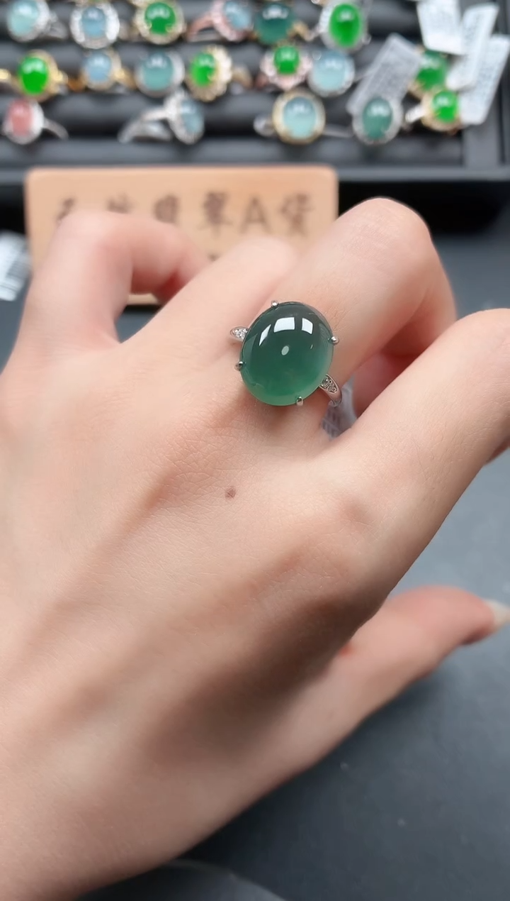 银S925镶嵌戒指翡翠111