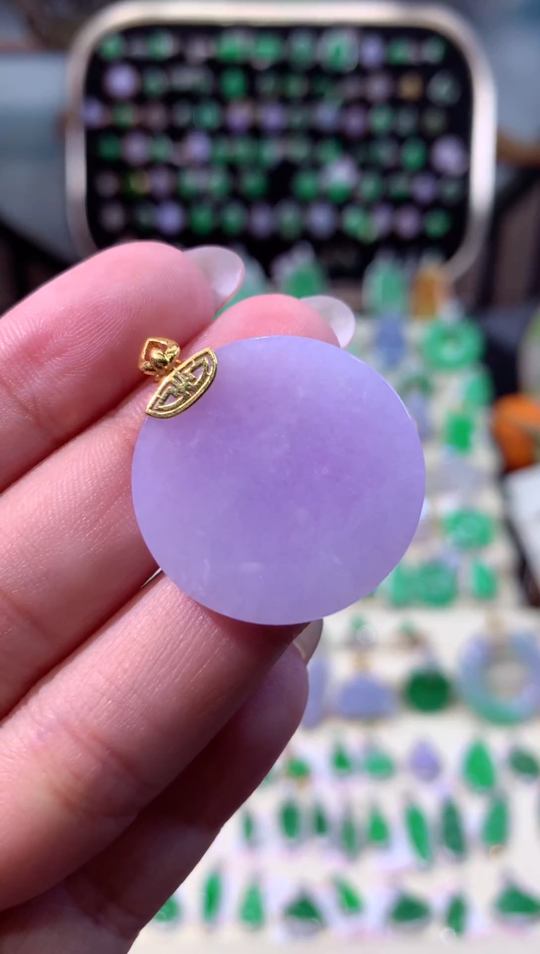 【闪购商品】翡翠颈饰18K金镶嵌缅甸天然A货翡翠