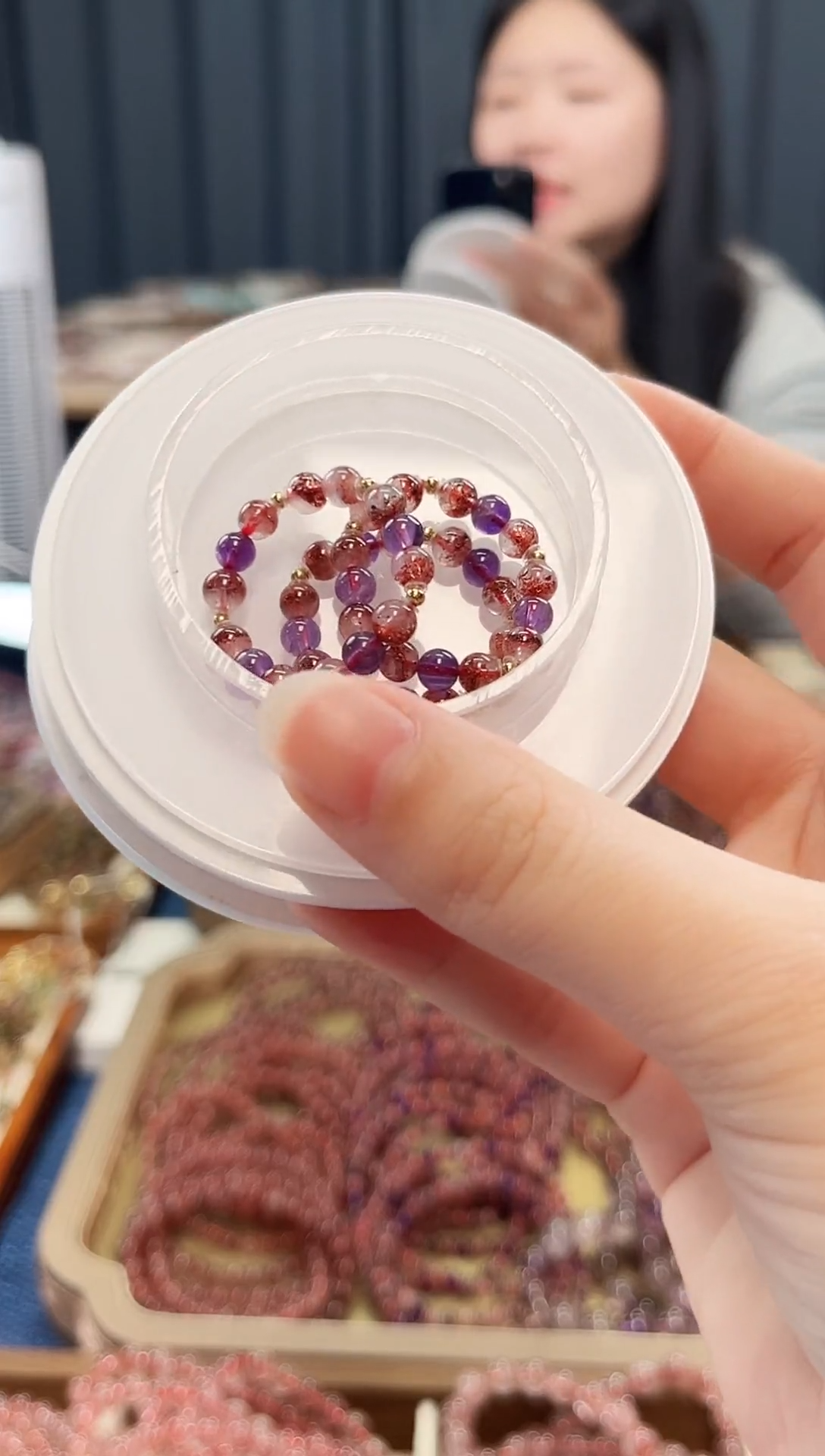 未镶嵌手串水晶金草莓超七戒圈4mm【多样性发一】