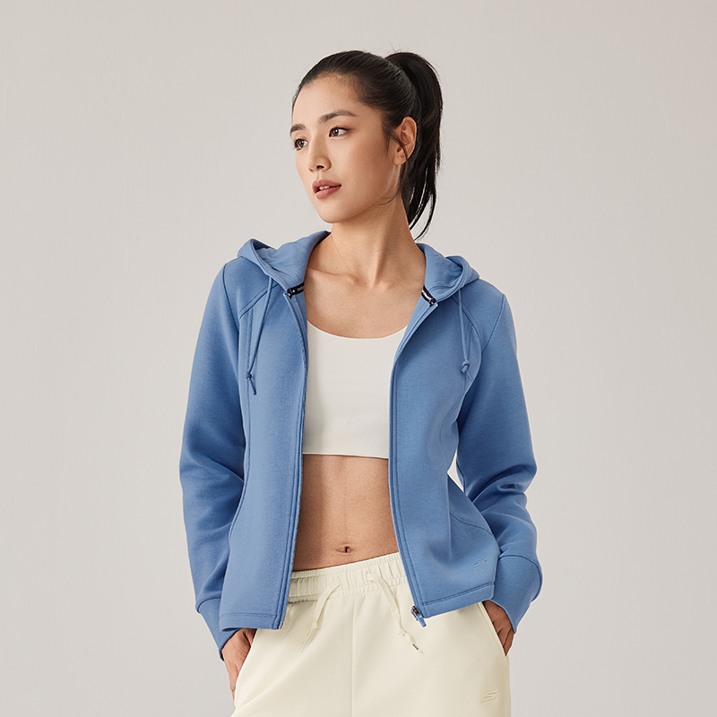 Skechers斯凯奇时尚潮流休闲外套女2025新款亲肤保暖针织连帽上衣