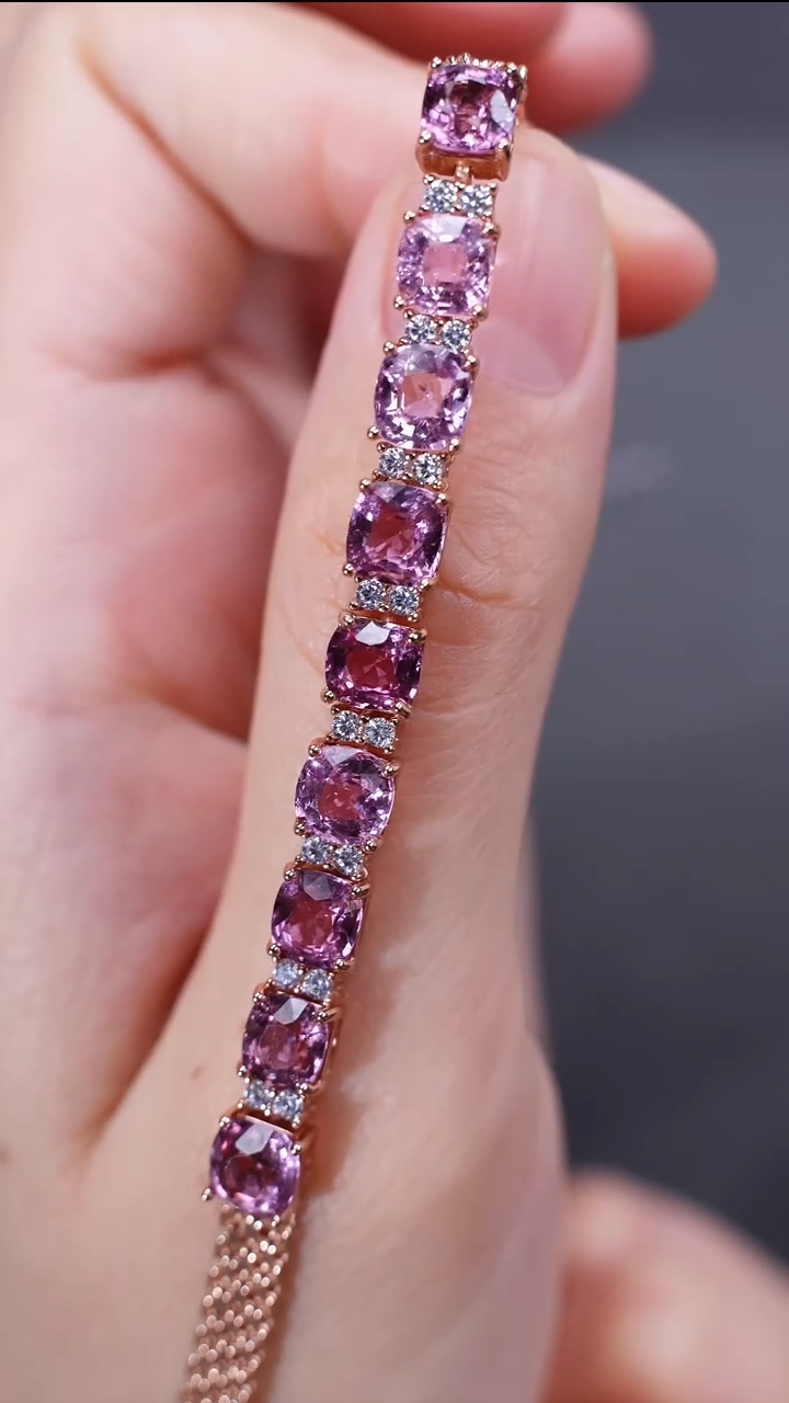 手链银S925镶嵌尖晶石手链