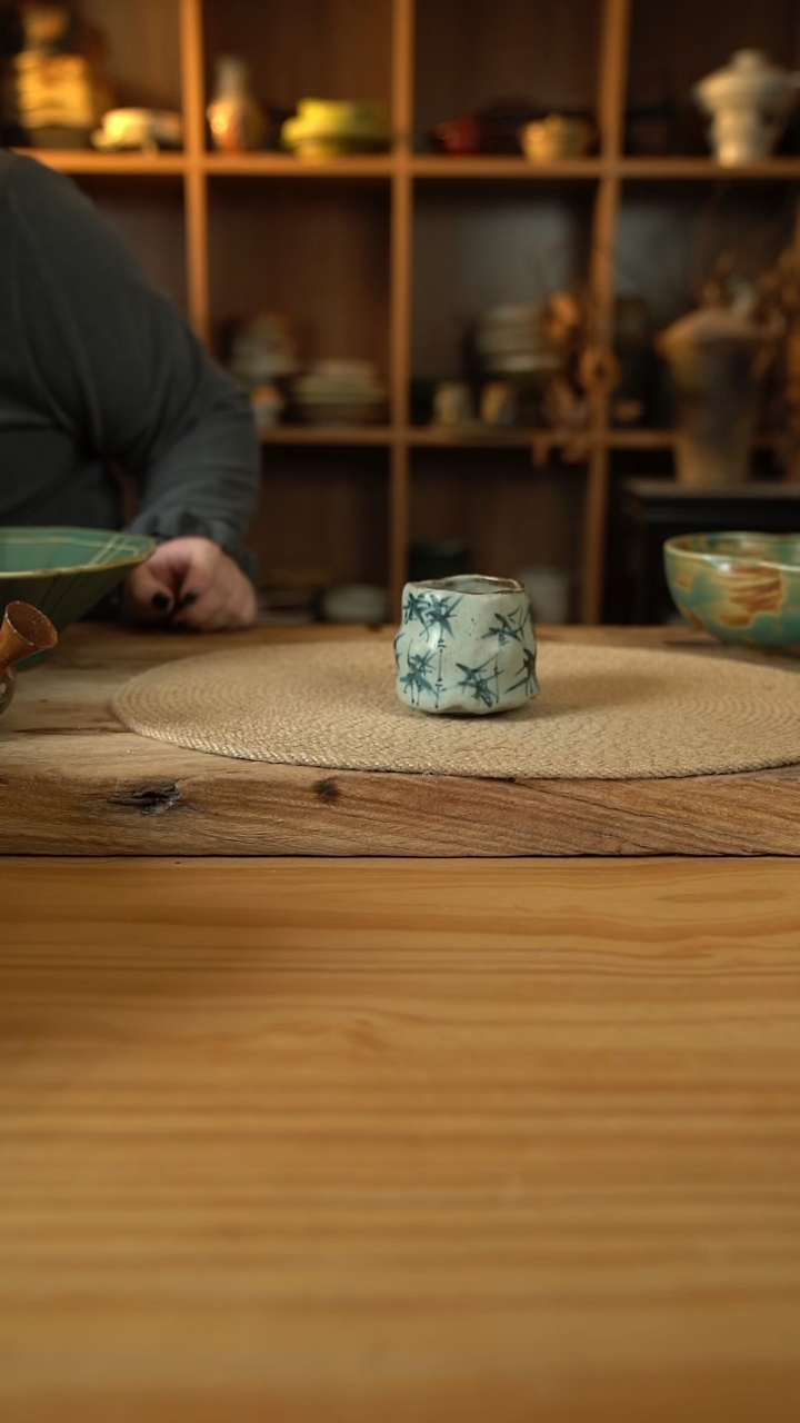 手绘竹子系列的1号竹子茶杯1个