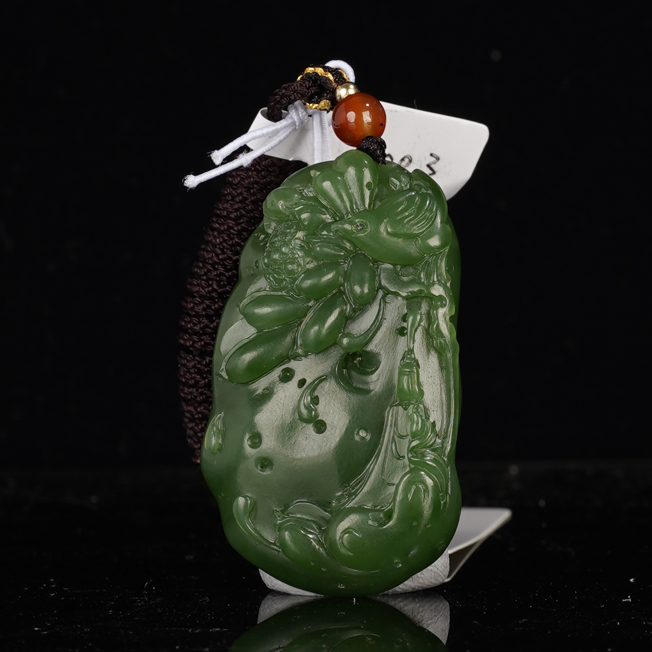 XM03520二十世纪和田玉莲花挂坠