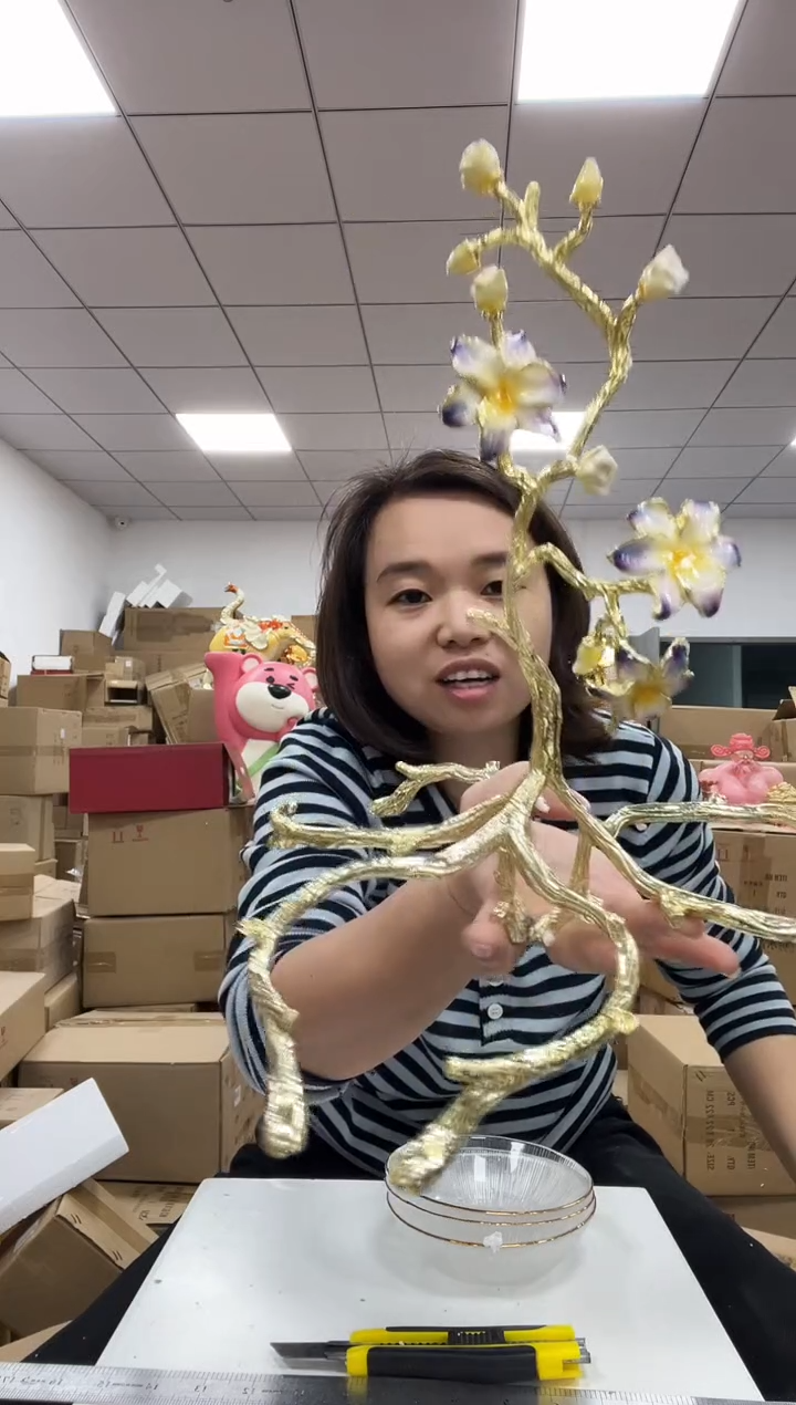 树脂珐琅彩合金三格果盘