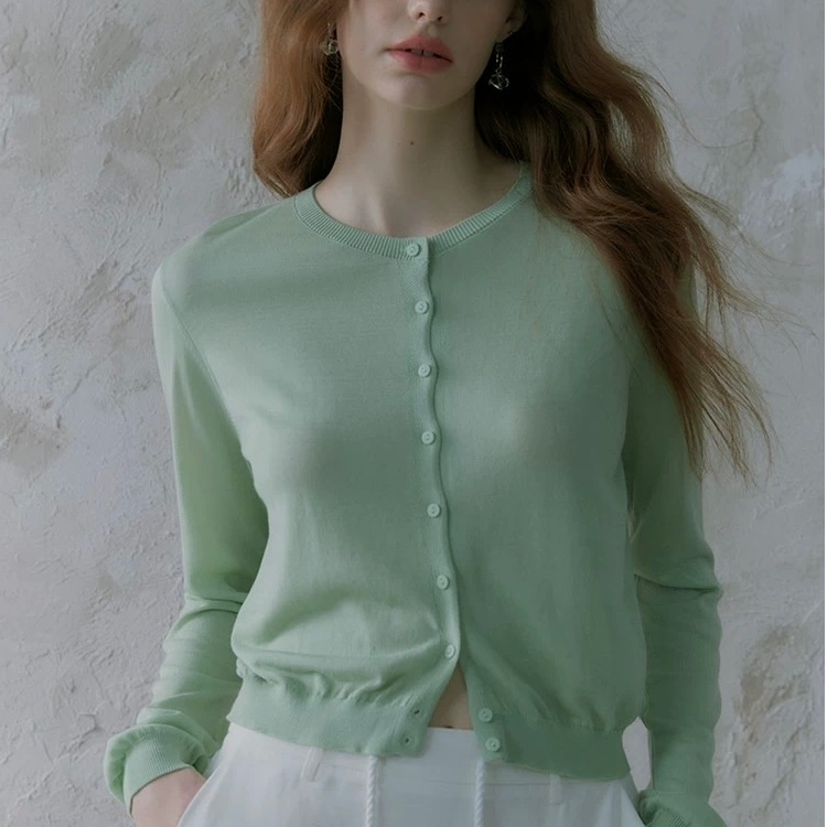 Cousin|夏日新款【天丝醋酸】轻薄微透防晒开衫基础百搭针织衫2562