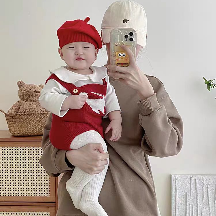 【375斗篷】女宝宝加绒双层背带裤斗篷