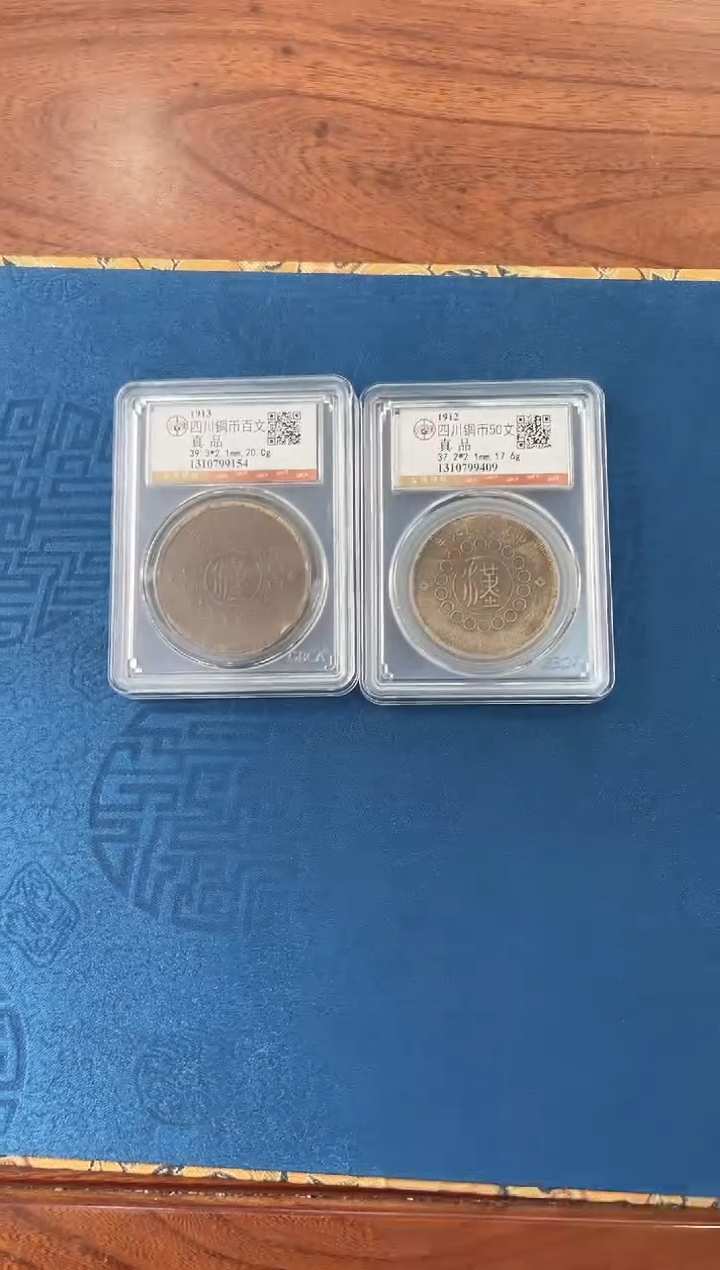 铜四川铜币     50文   100文 各一枚
