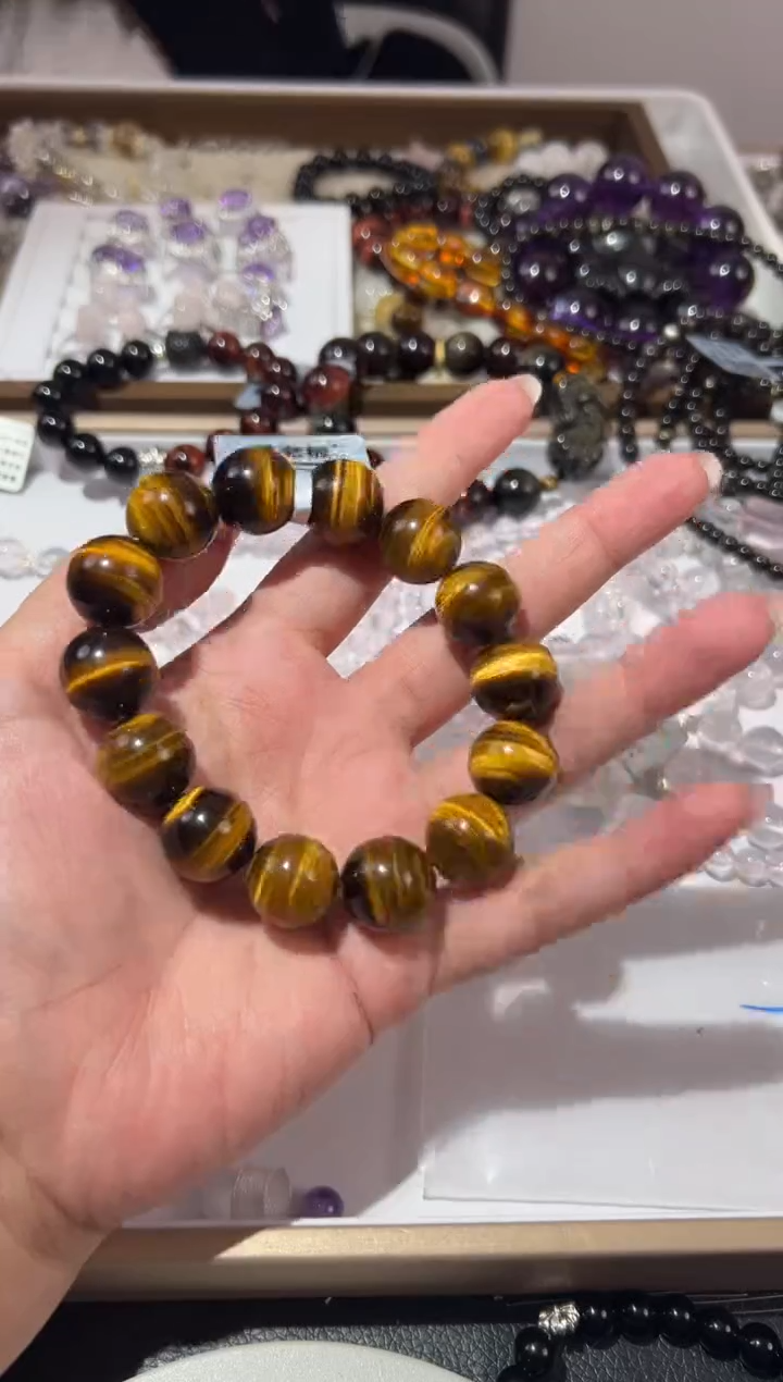 【闪购商品】木变石（虎睛石）手链未镶嵌16mm黄虎眼