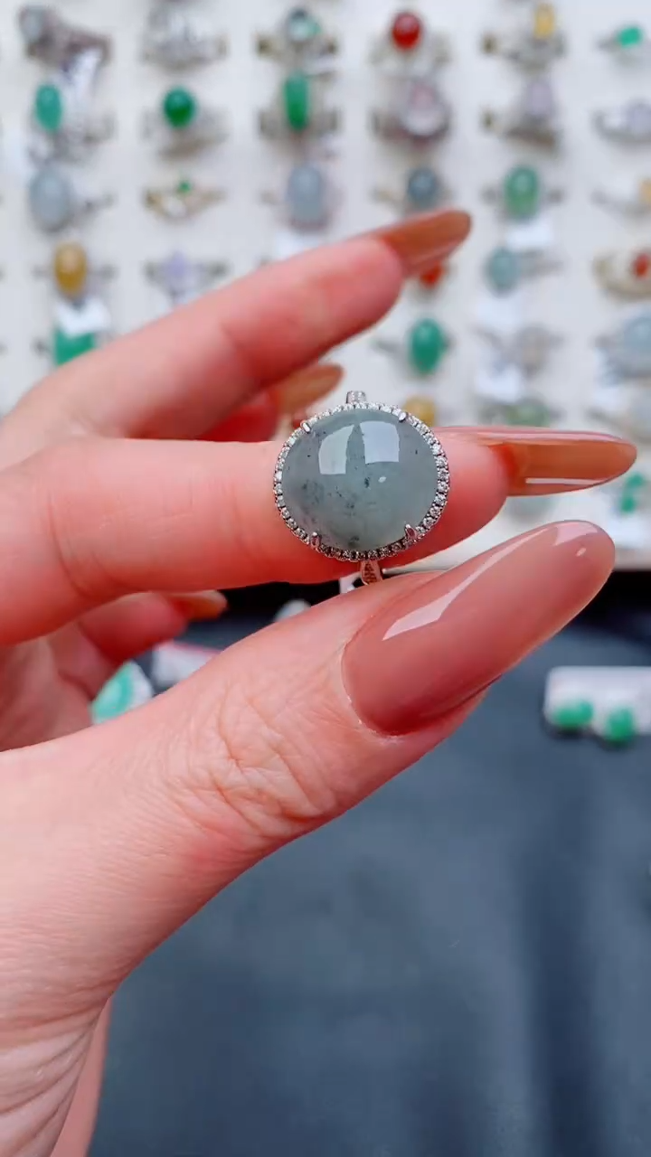 银S925镶嵌戒指翡翠...