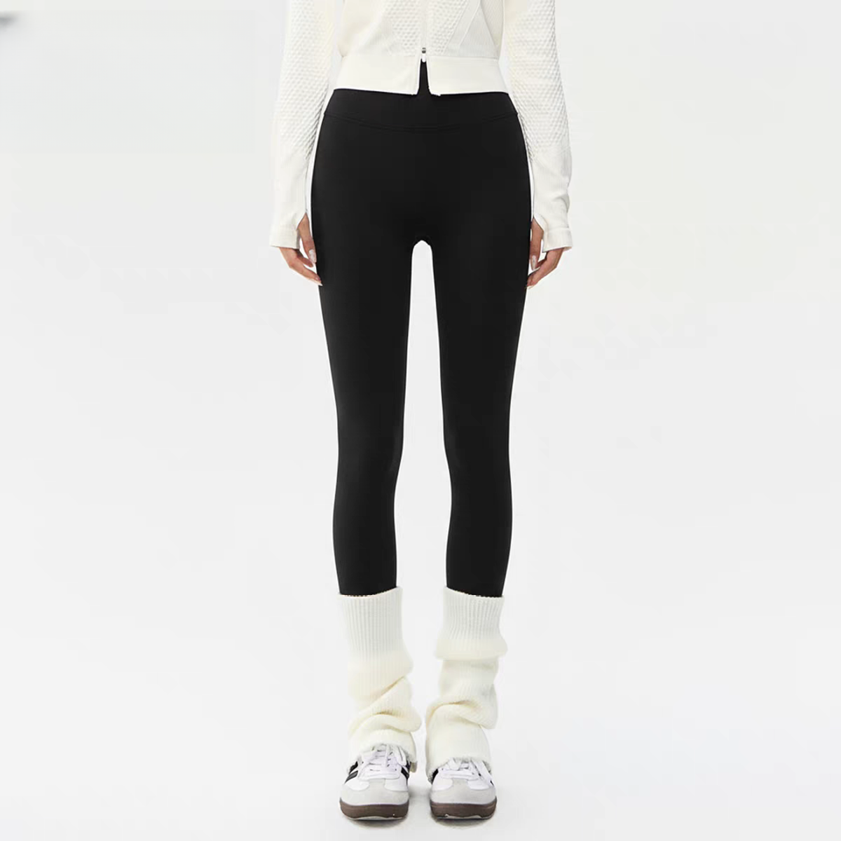 5度c 莱卡绒绒裤 冬瑜伽弹力微压全长户外健身运动裤女加绒瑜伽裤