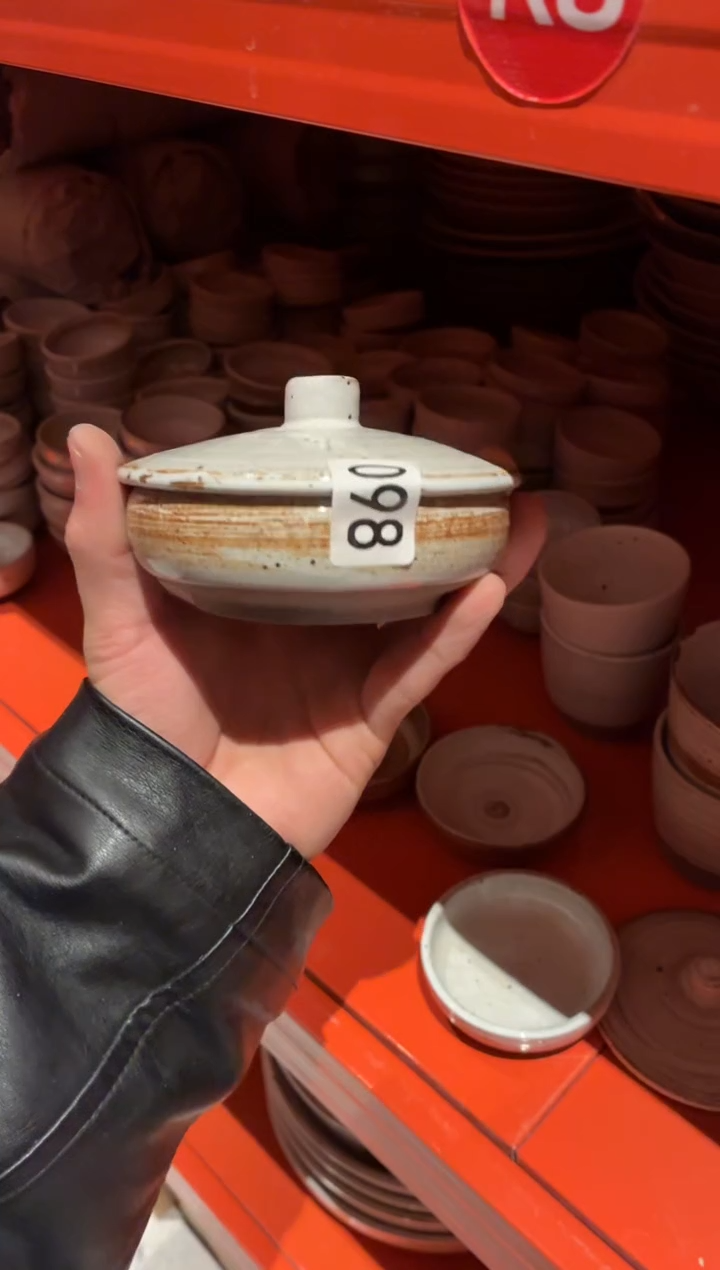 瓷片宝*@98 白麻点蘸料碟+盖共2个