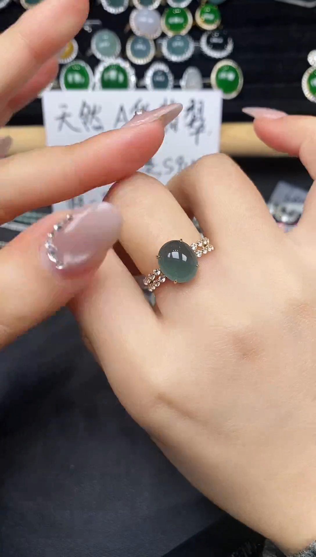 银S925镶嵌戒指翡翠37875