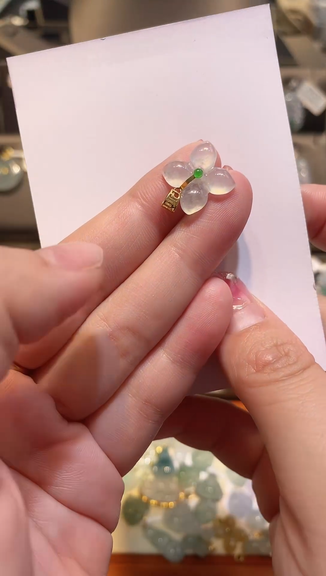 【闪购商品】翡翠颈饰18K金镶嵌天然A货翡翠一件