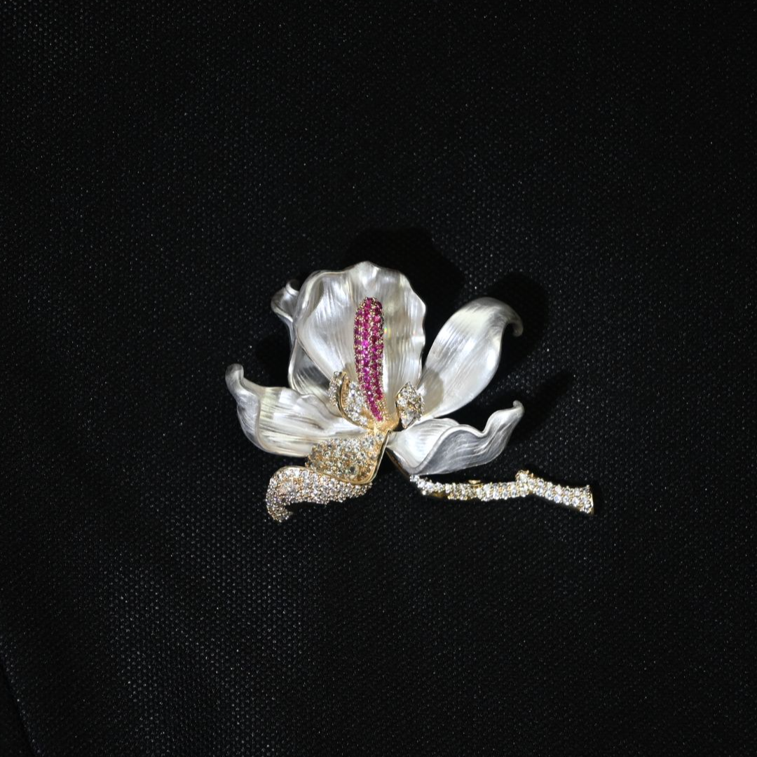 合金锆石胸针 优雅中国风新中式胸针配饰复古优雅花朵