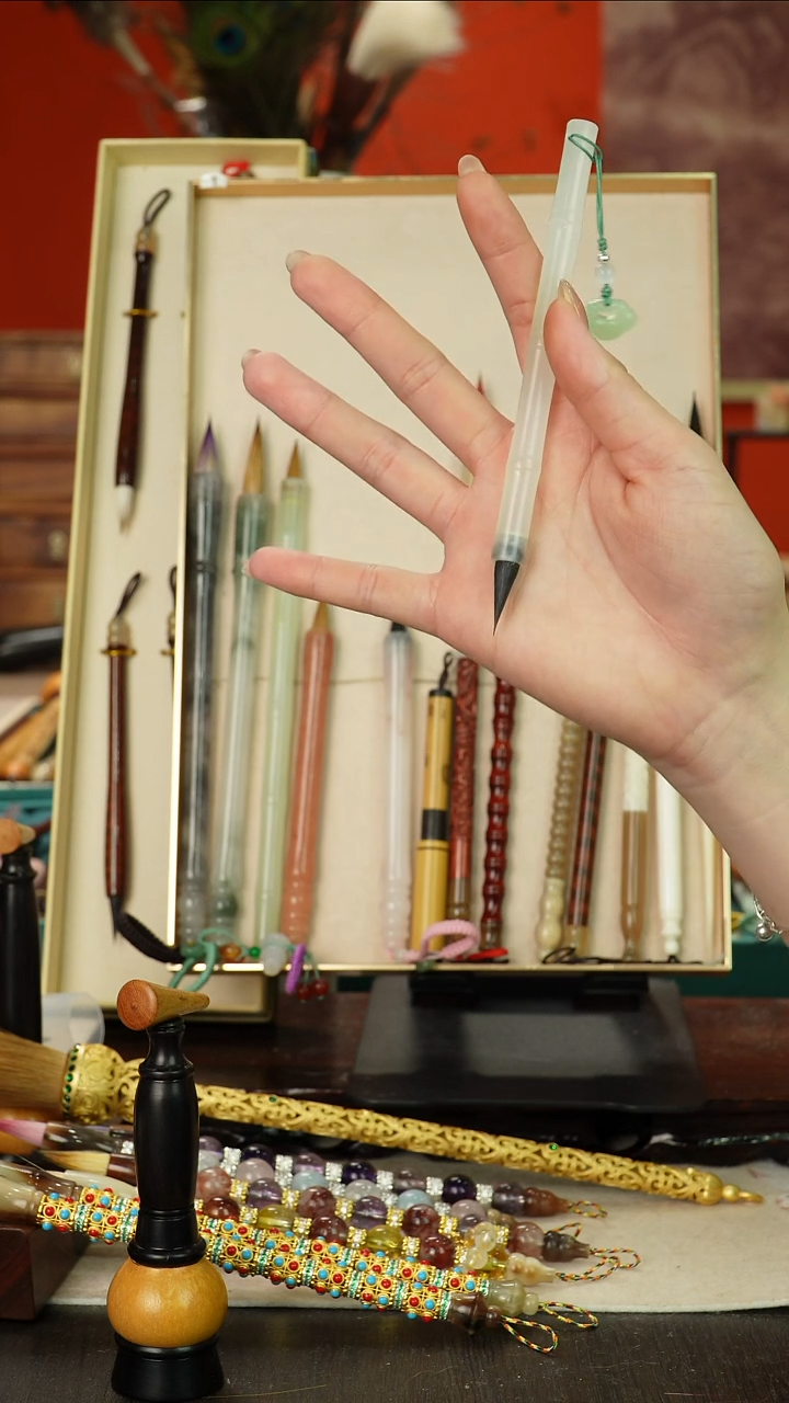 370号闪孤品高货毛笔链接 清水试笔 蘸墨不退