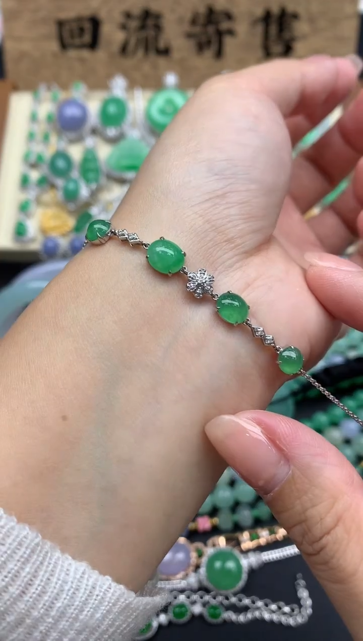 【闪购商品】翡翠手串18K金镶嵌103-中国好珍宝