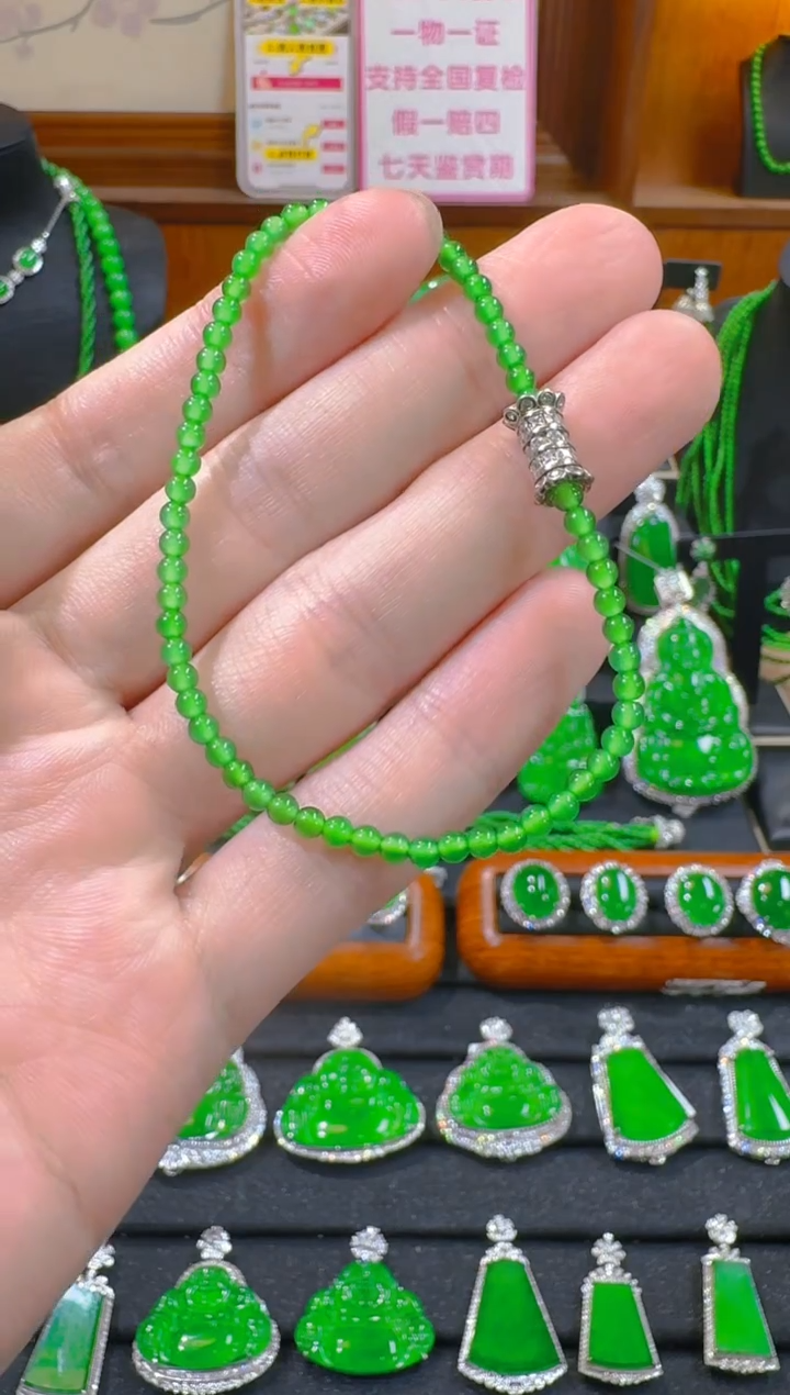 翡翠银S925镶嵌颈饰天然A货翡翠