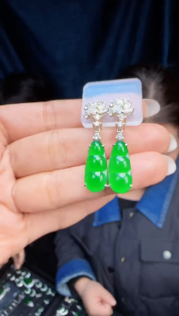 未镶嵌定制翡翠翡翠耳环70