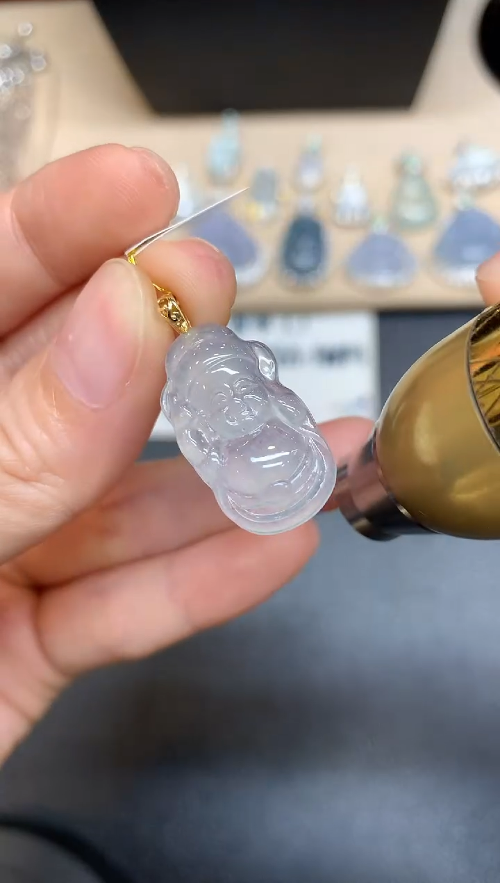 【闪购商品】翡翠颈饰18K金镶嵌财神【无服务费多样性发其一