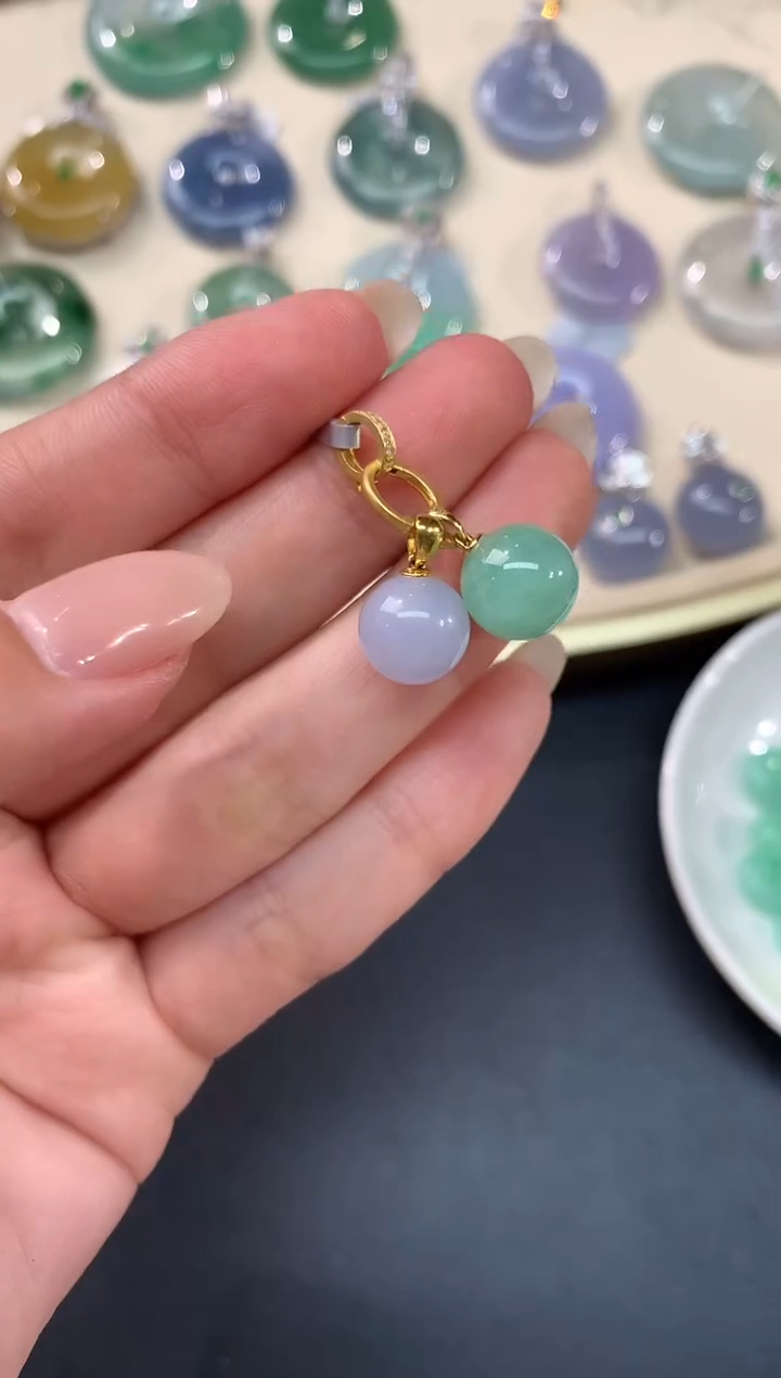 【闪购商品】翡翠吊坠(不含链)18K金镶嵌A235|1880多样性发一件