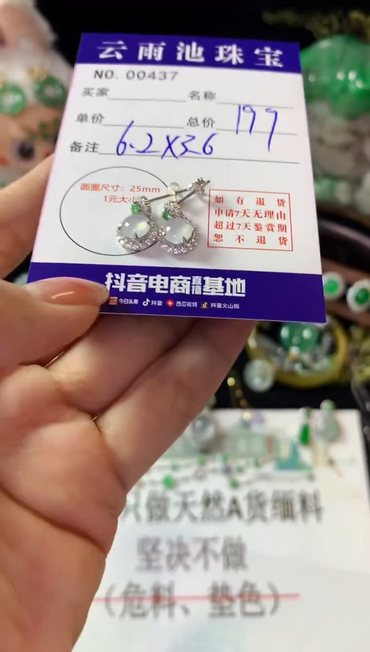 银S925镶嵌翡翠耳饰翡翠