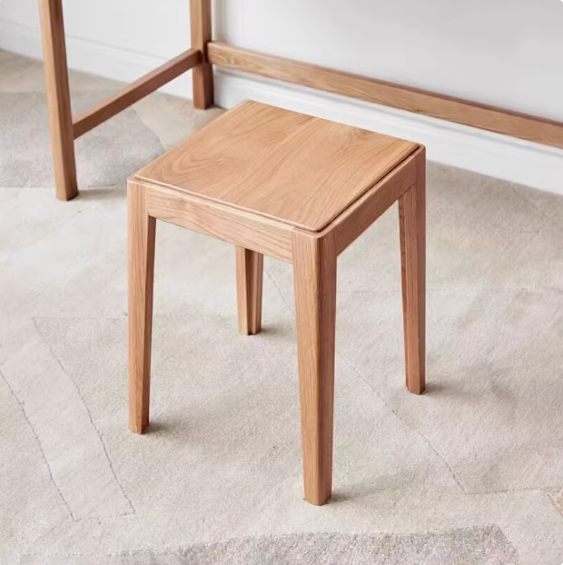 实木凳子可叠放北欧橡木客厅家用原木方凳现代简约创意板凳梳妆凳
