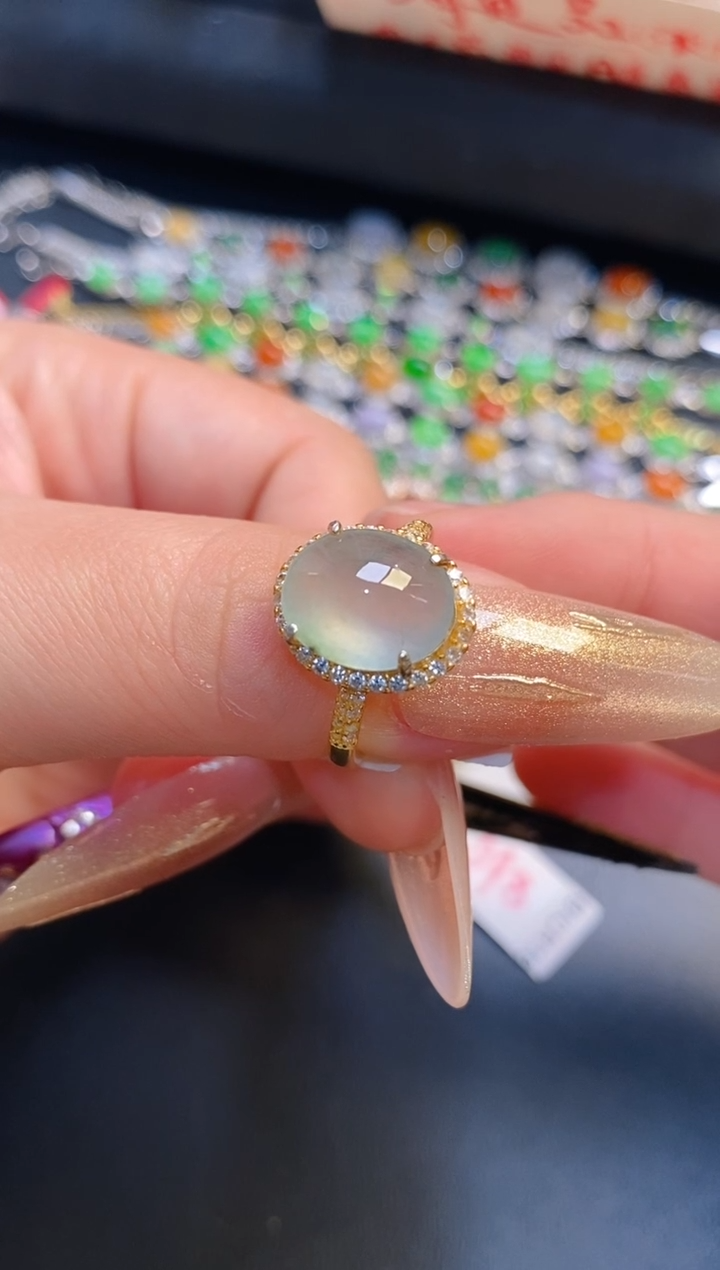 银S925镶嵌戒指翡翠天然