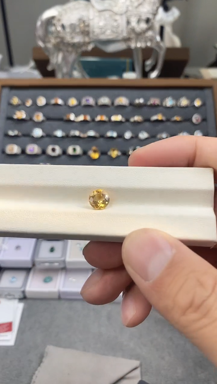 银S925镶嵌珠宝半成品黄晶裸石