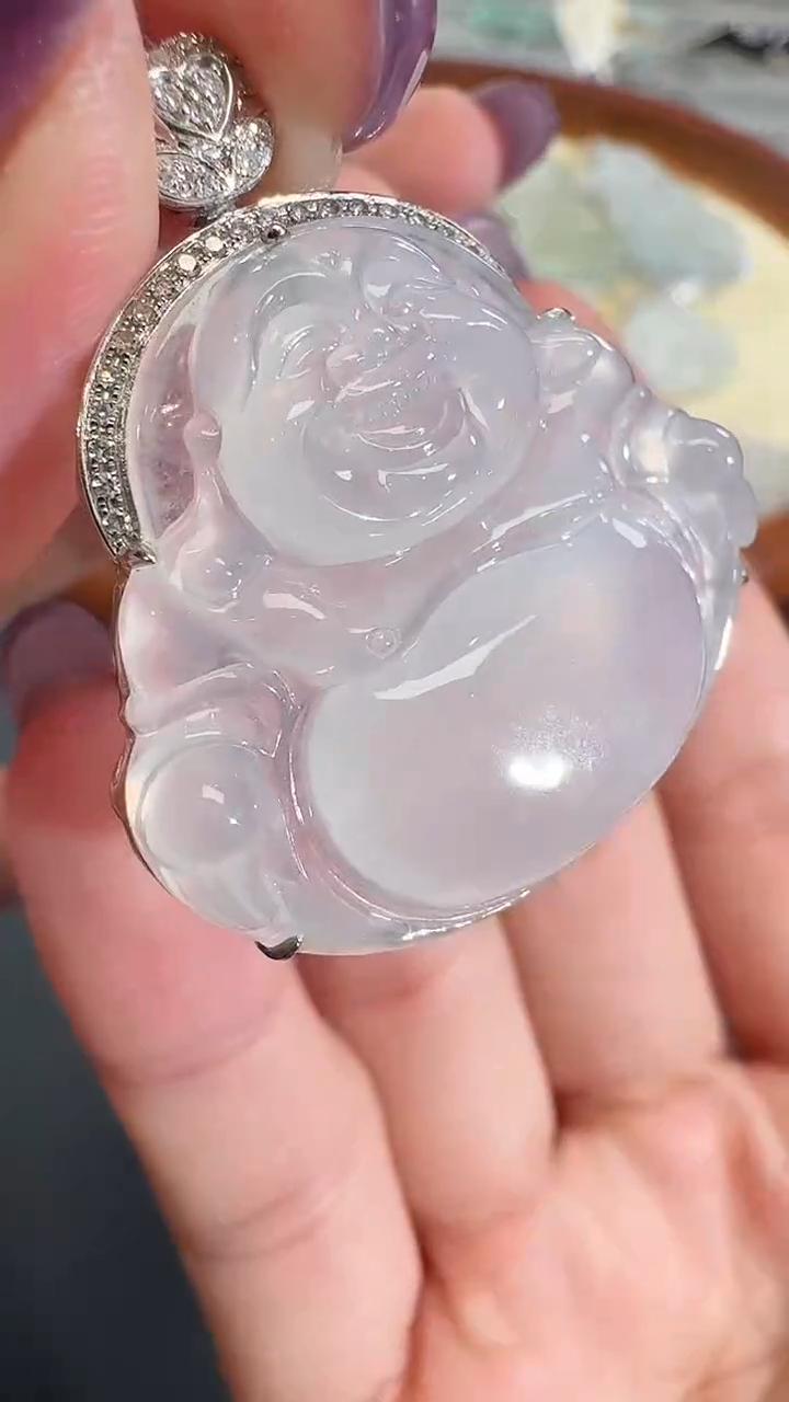 吊坠(不含链)18K金镶嵌翡翠【源头工厂】钻石镶嵌