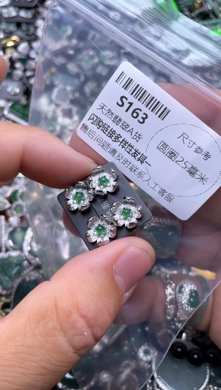 【闪购商品】翡翠颈饰未镶嵌S163耳钉 多样性发其一