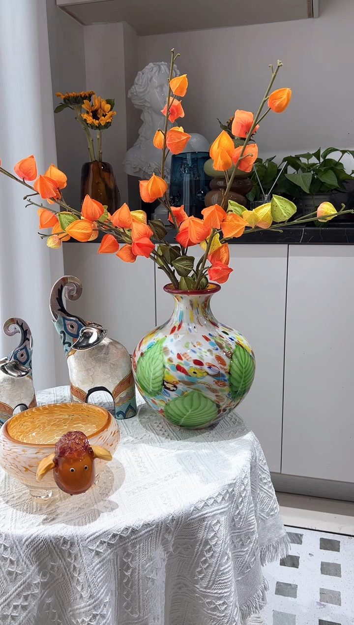 炫彩绿叶花瓶 现货