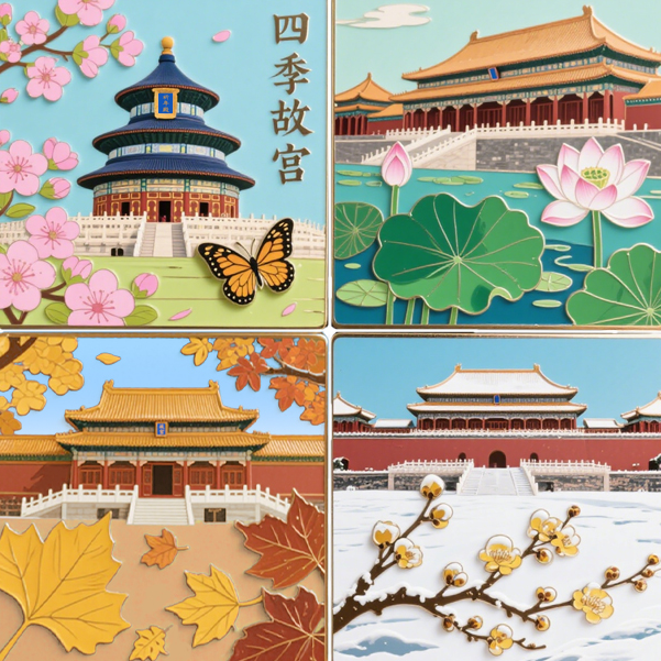 北京故宫四季天安门金属冰箱贴磁旅游景点纪念品礼送朋友个性创意