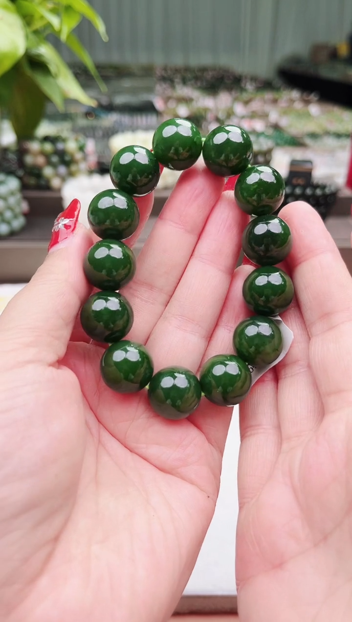 手串未镶嵌和田玉纯天然和田玉俄7碧老油绿16