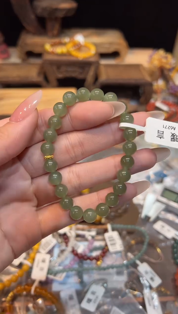 【闪购商品】和田玉手饰18K金镶嵌手饰@@A6271