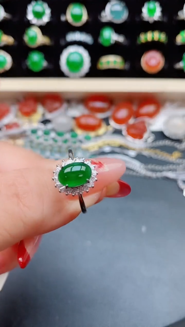 【闪购商品】翡翠戒指银S925镶嵌321321