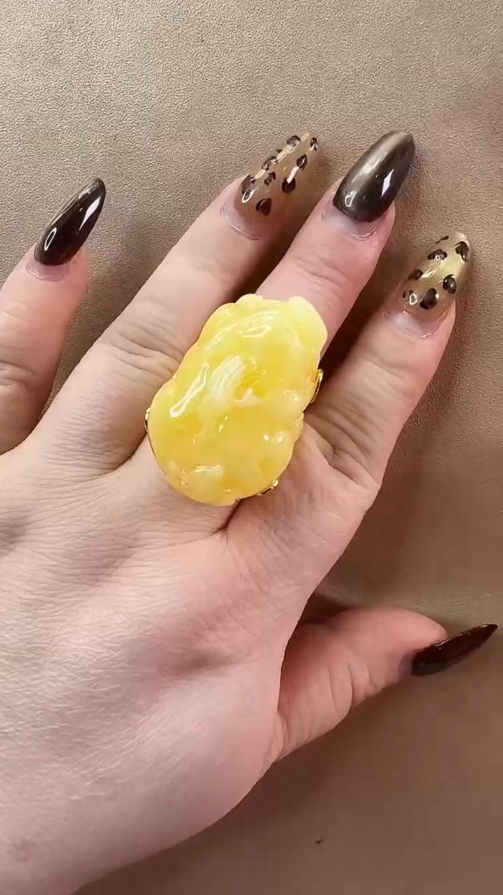 【闪购商品】琥珀戒指银S925镶嵌戒指