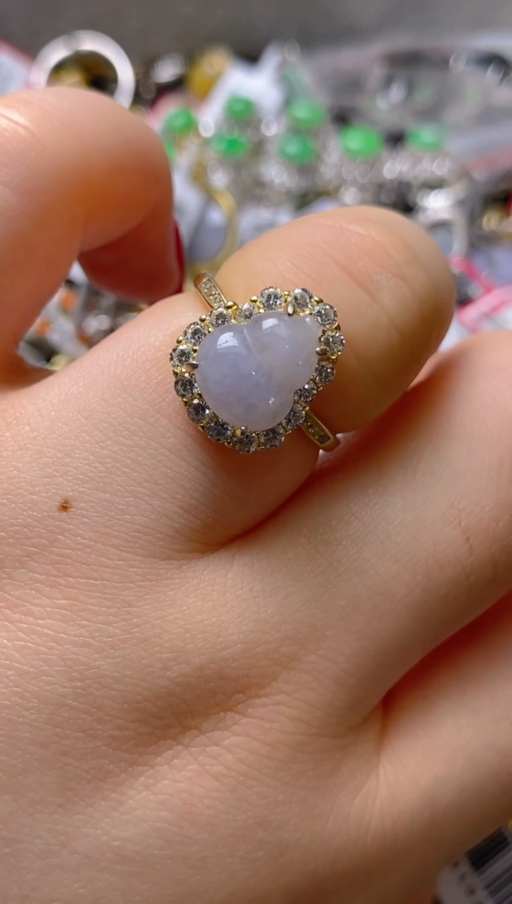 银S925镶嵌戒指翡翠百内无证书