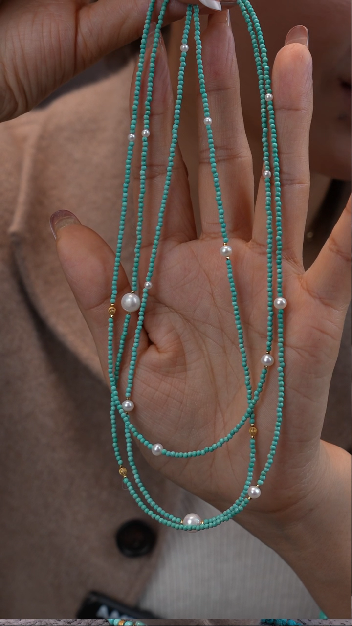 银S925镀金镶嵌绿松石项链111