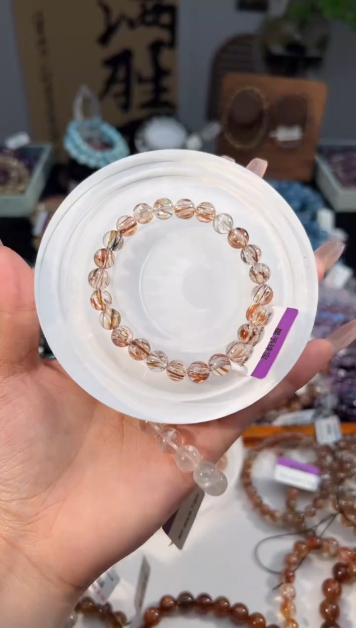 水晶手串未镶嵌黑金超七手串7+