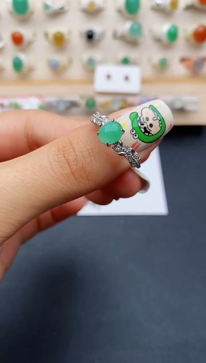 【闪购商品】翡翠戒指银S925镶嵌缅甸翡翠